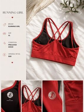 Running Girl Crimson Cross-Back Sports Bra